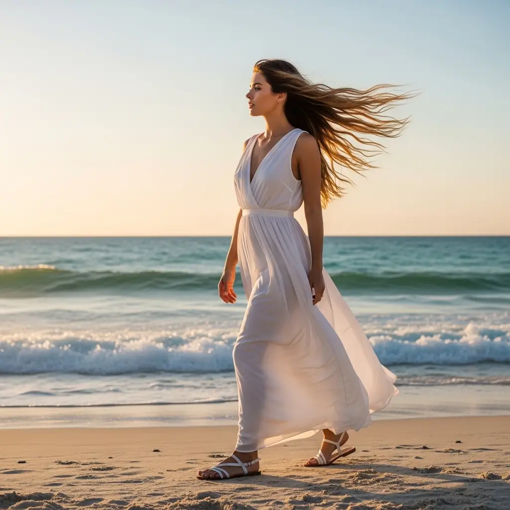 beach outfit for women flowy white maxi dress