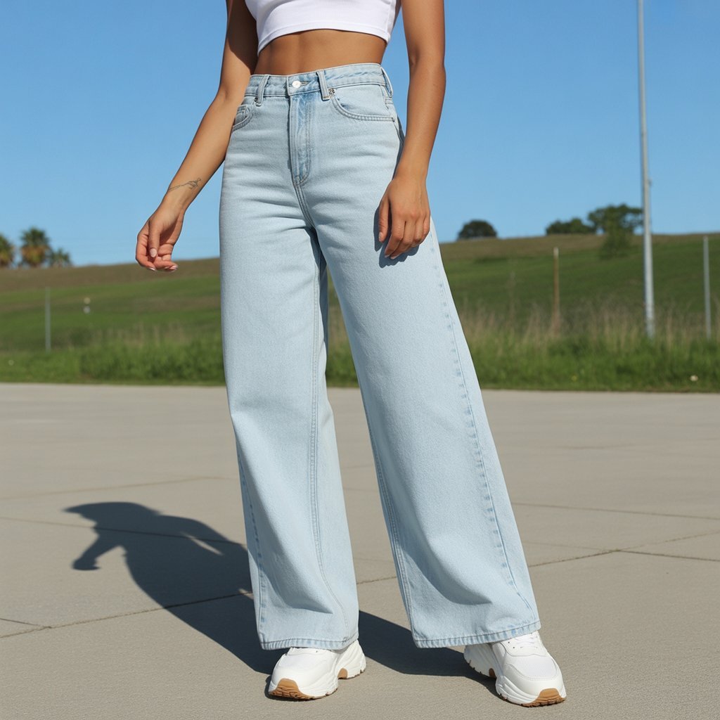 casual summer outfit women high waisted jeans crop top